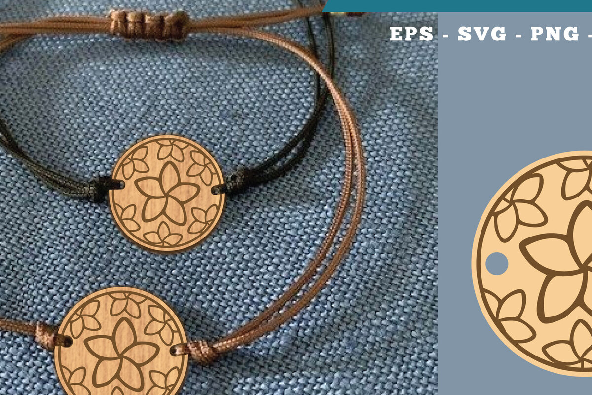 Σετ των 3 Intra απο ξύλο plywood 3mm-4mm πάχος - Βραχιόλι Flowers Cut Laser  18 Δίασταση 4x4 cm INTRAFABR-112010443