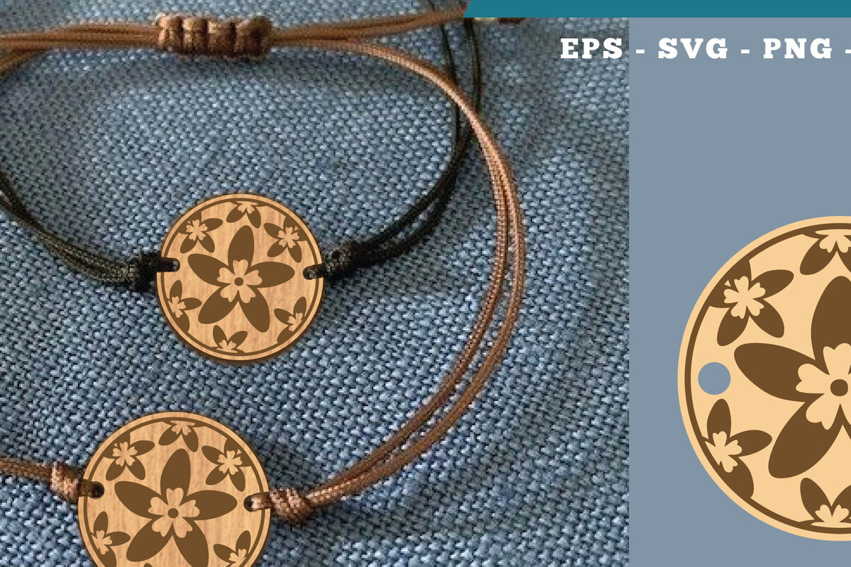 Σετ των 3 Intra απο ξύλο plywood 3mm-4mm πάχος - Βραχιόλι Flowers Cut Laser  2 Δίασταση 4x4 cm INTRAFABR-112009757