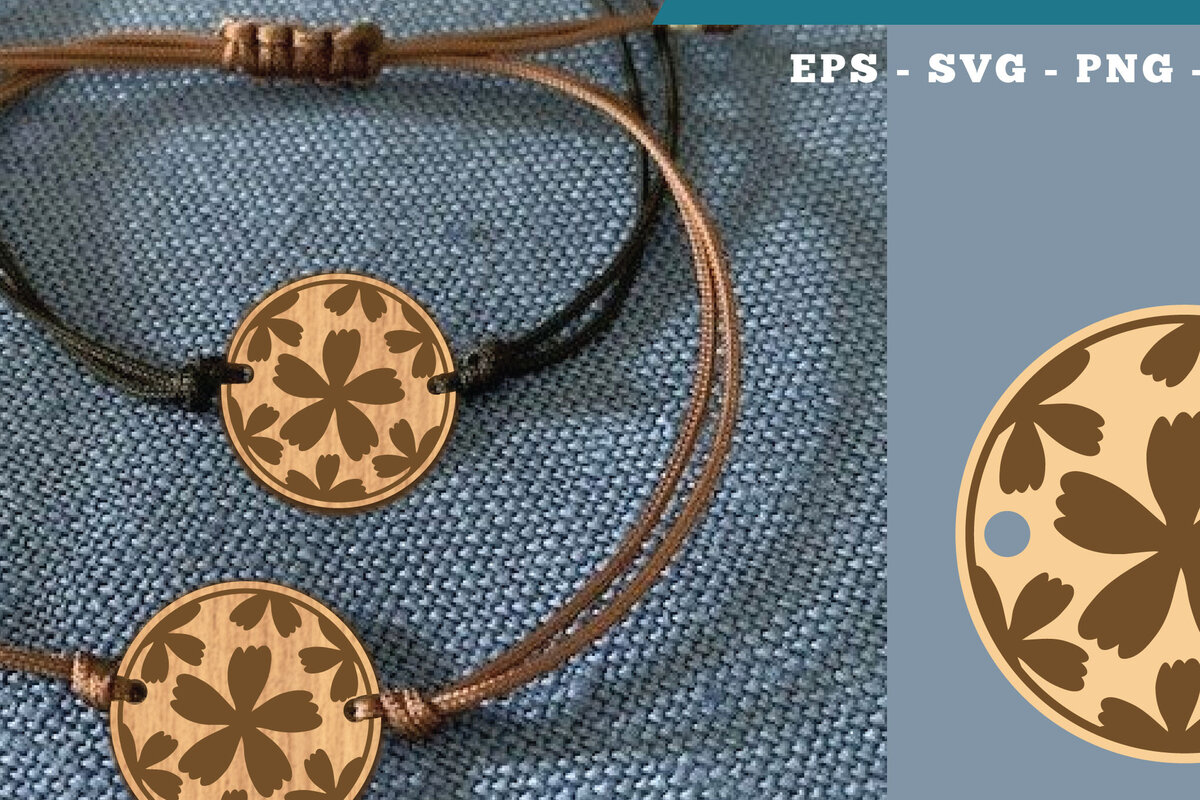 Σετ των 3 Intra απο ξύλο plywood 3mm-4mm πάχος - Βραχιόλι Flowers Cut Laser  21 Δίασταση 4x4 cm INTRAFABR-112011106