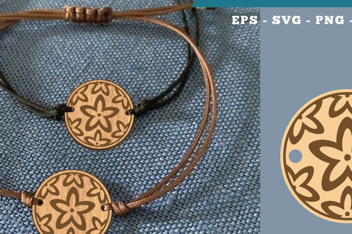 Σετ των 3 Intra απο ξύλο plywood 3mm-4mm πάχος - Βραχιόλι Flowers Cut Laser  22 Δίασταση 4x4 cm INTRAFABR-112011126