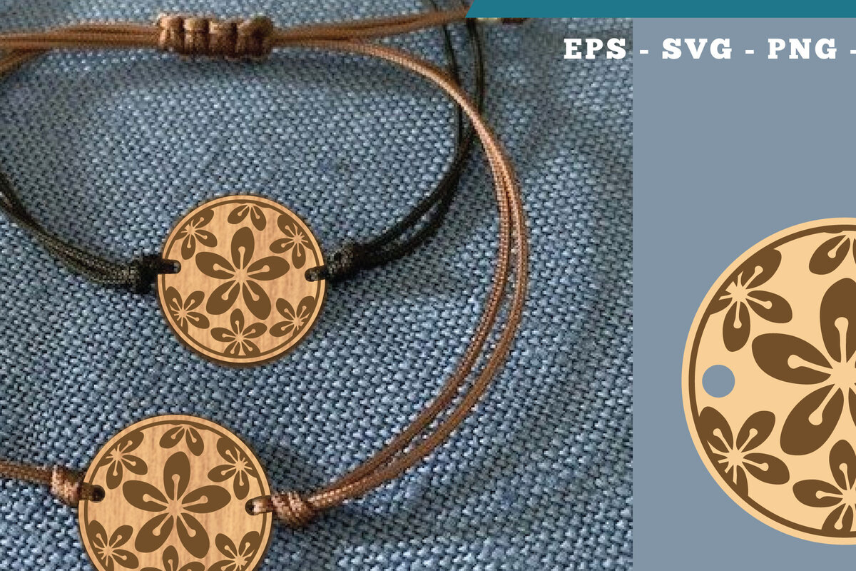 Σετ των 3 Intra απο ξύλο plywood 3mm-4mm πάχος - Βραχιόλι Flowers Cut Laser  3 Δίασταση 4x4 cm INTRAFABR-112009815