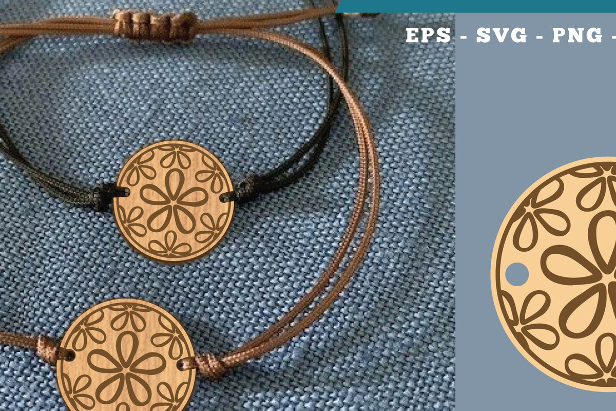 Σετ των 3 Intra απο ξύλο plywood 3mm-4mm πάχος - Βραχιόλι Flowers Cut Laser  5 Δίασταση 4x4 cm INTRAFABR-112009912