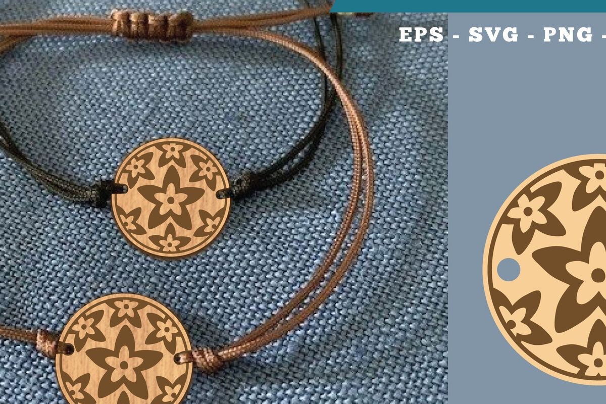 Σετ των 3 Intra απο ξύλο plywood 3mm-4mm πάχος - Βραχιόλι Flowers Cut Laser  7 Δίασταση 4x4 cm INTRAFABR-112009982