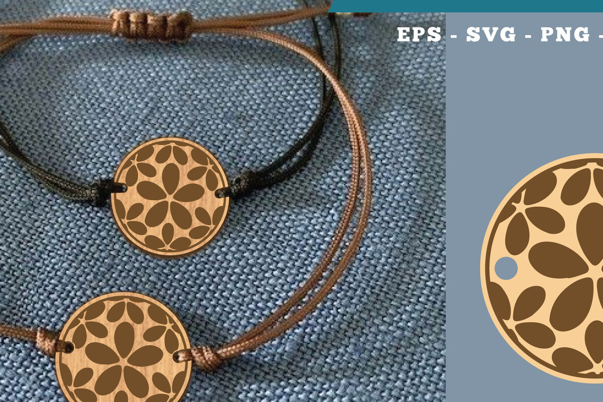 Σετ των 3 Intra απο ξύλο plywood 3mm-4mm πάχος - Βραχιόλι Flowers Cut Laser  8 Δίασταση 4x4 cm INTRAFABR-112010041