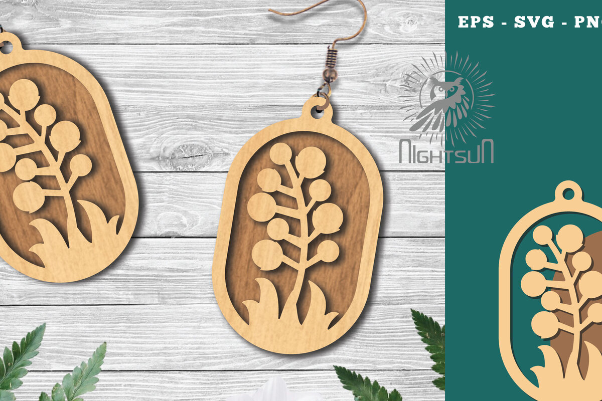 Σετ των 3 Intra απο ξύλο plywood 3mm-4mm πάχος - Σκουλαρίκια κομμένα με λέιζερ Flowers 10 Δίασταση 3x3 cm INTRAFABR-123581564