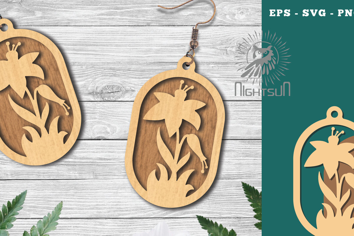 Σετ των 3 Intra απο ξύλο plywood 3mm-4mm πάχος - Σκουλαρίκια Flowers Cut Laser 11 Δίασταση 3x3 cm INTRAFABR-123581612