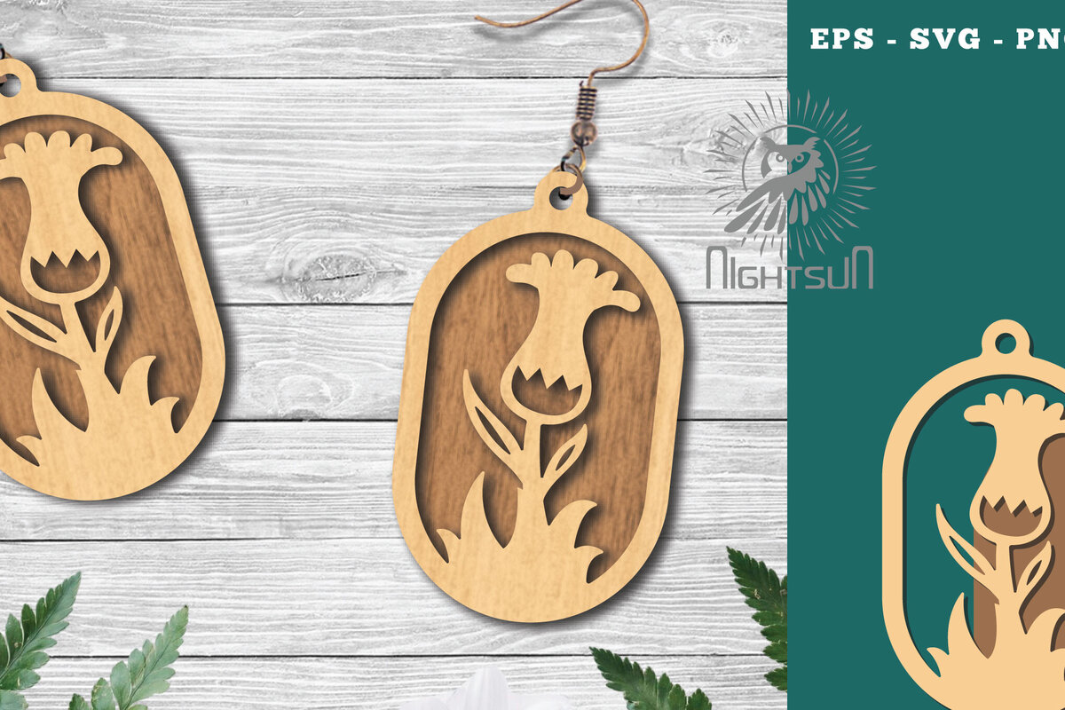 Σετ των 3 Intra απο ξύλο plywood 3mm-4mm πάχος - Σκουλαρίκια κομμένα με λέιζερ Flowers 6 Δίασταση 3x3 cm INTRAFABR-123581076