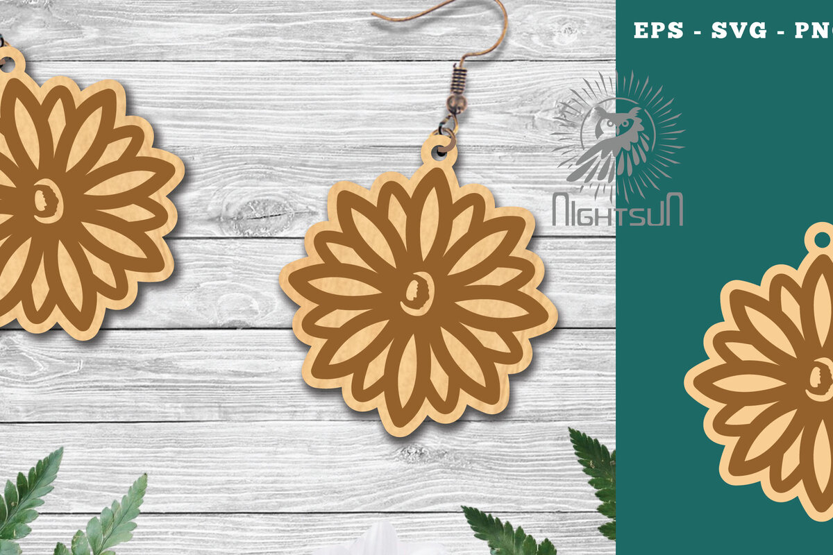 Σετ των 3 Intra απο ξύλο plywood 3mm-4mm πάχος - Λουλούδια Σκουλαρίκια κομμένα με λέιζερ  2 Δίασταση 3x3 cm INTRAFABR-112768584