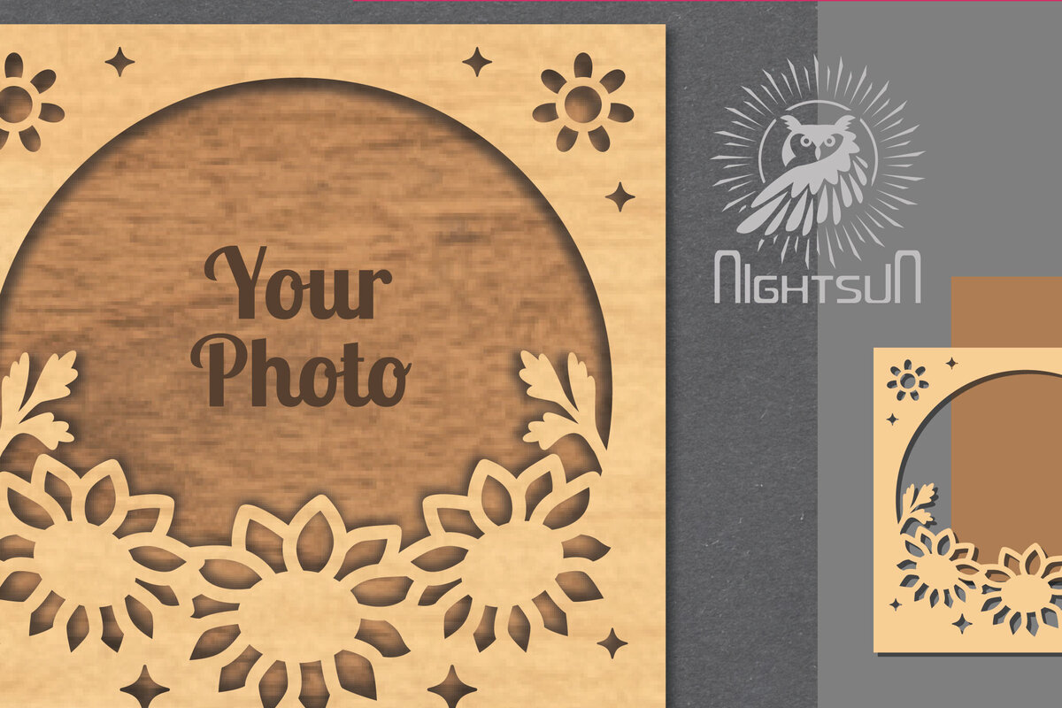 Σετ των 2 Intra απο ξύλο plywood 3mm-4mm πάχος - Κορνίζα φωτογραφιών Flowers Cut Laser 10 Δίασταση 20x25 cm INTRAFABR-112908479