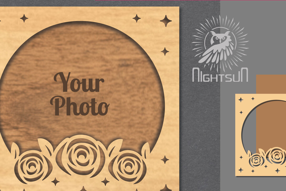 Σετ των 2 Intra απο ξύλο plywood 3mm-4mm πάχος - Κορνίζα φωτογραφιών Flowers Cut Laser 2 Δίασταση 20x25 cm INTRAFABR-112908278