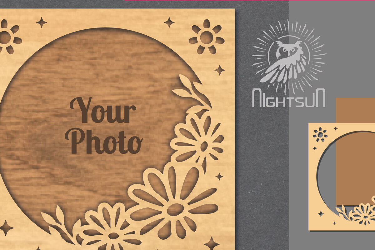 Σετ των 2 Intra απο ξύλο plywood 3mm-4mm πάχος - Κορνίζα φωτογραφιών Flowers Cut Laser 4 Δίασταση 20x25 cm INTRAFABR-112908344