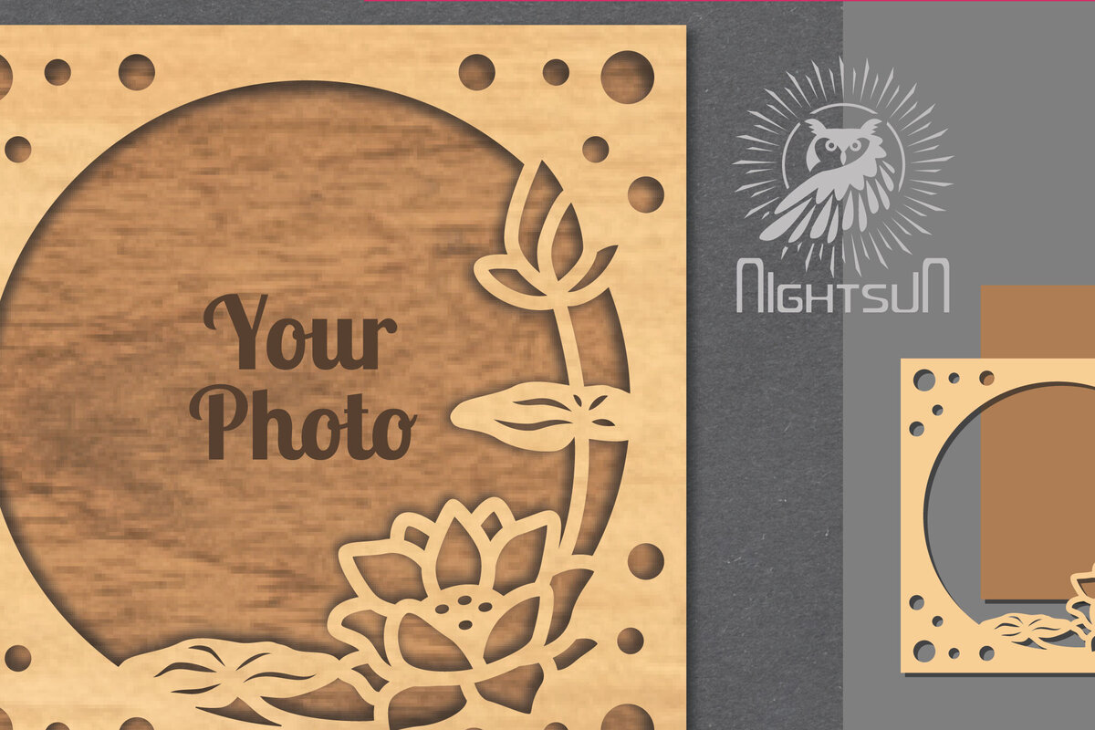 Σετ των 2 Intra απο ξύλο plywood 3mm-4mm πάχος - Κορνίζα φωτογραφιών Flowers Cut Laser 5 Δίασταση 20x25 cm INTRAFABR-112908363