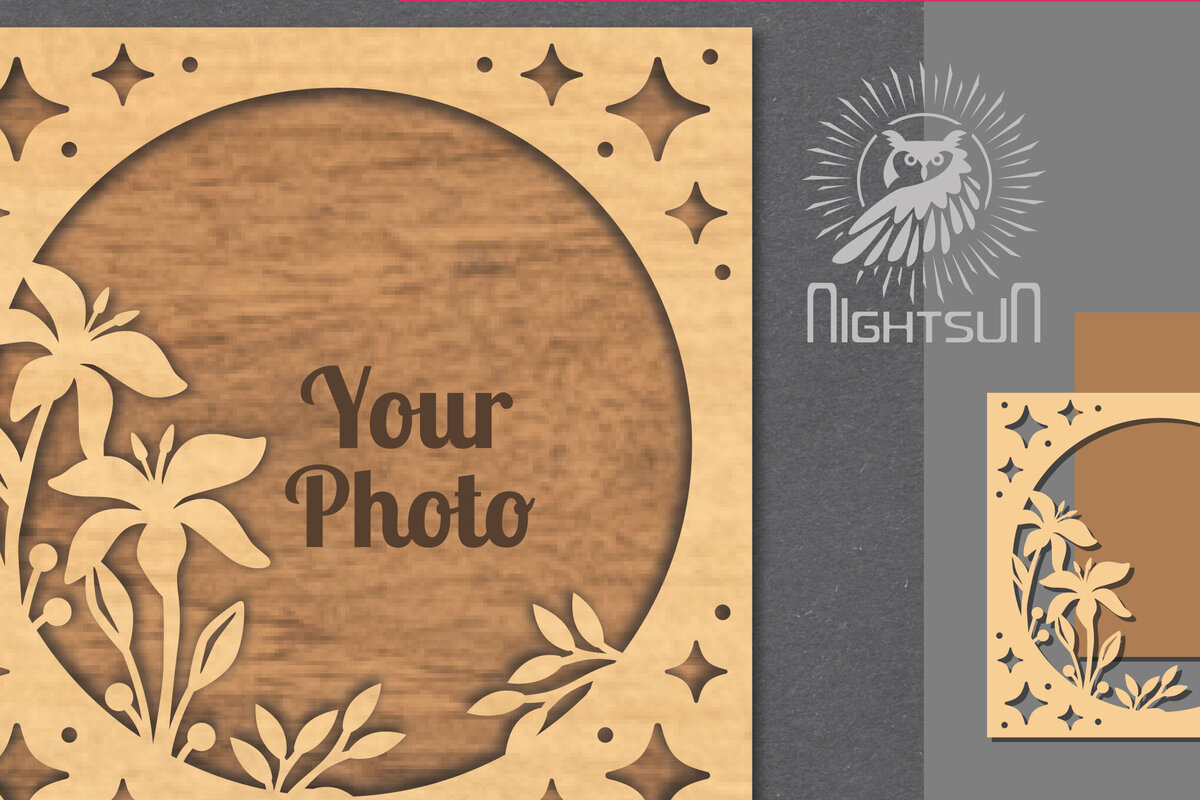 Σετ των 2 Intra απο ξύλο plywood 3mm-4mm πάχος - Flowers Laser Cut Κορνίζα 7 Δίασταση 20x25 cm INTRAFABR-112908418