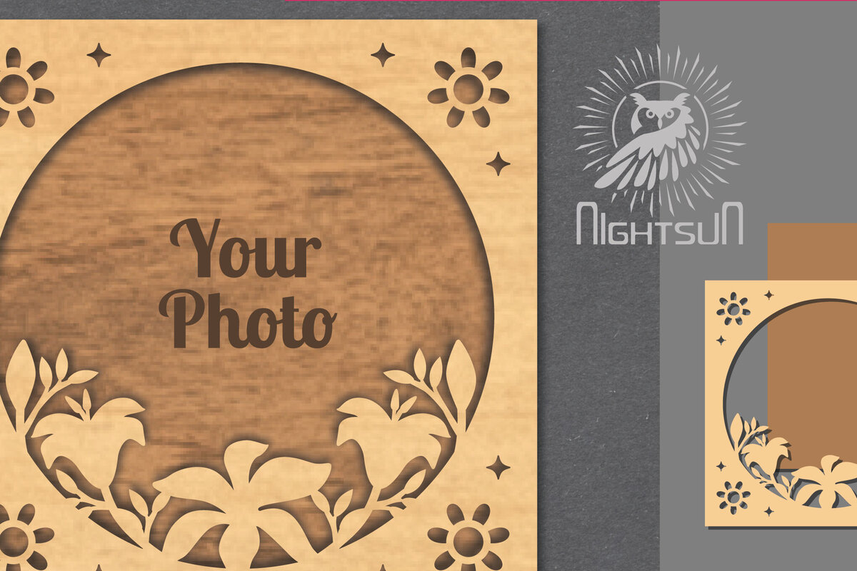 Σετ των 2 Intra απο ξύλο plywood 3mm-4mm πάχος - Κορνίζα φωτογραφιών Flowers Cut Laser 8 Δίασταση 20x25 cm INTRAFABR-112908434