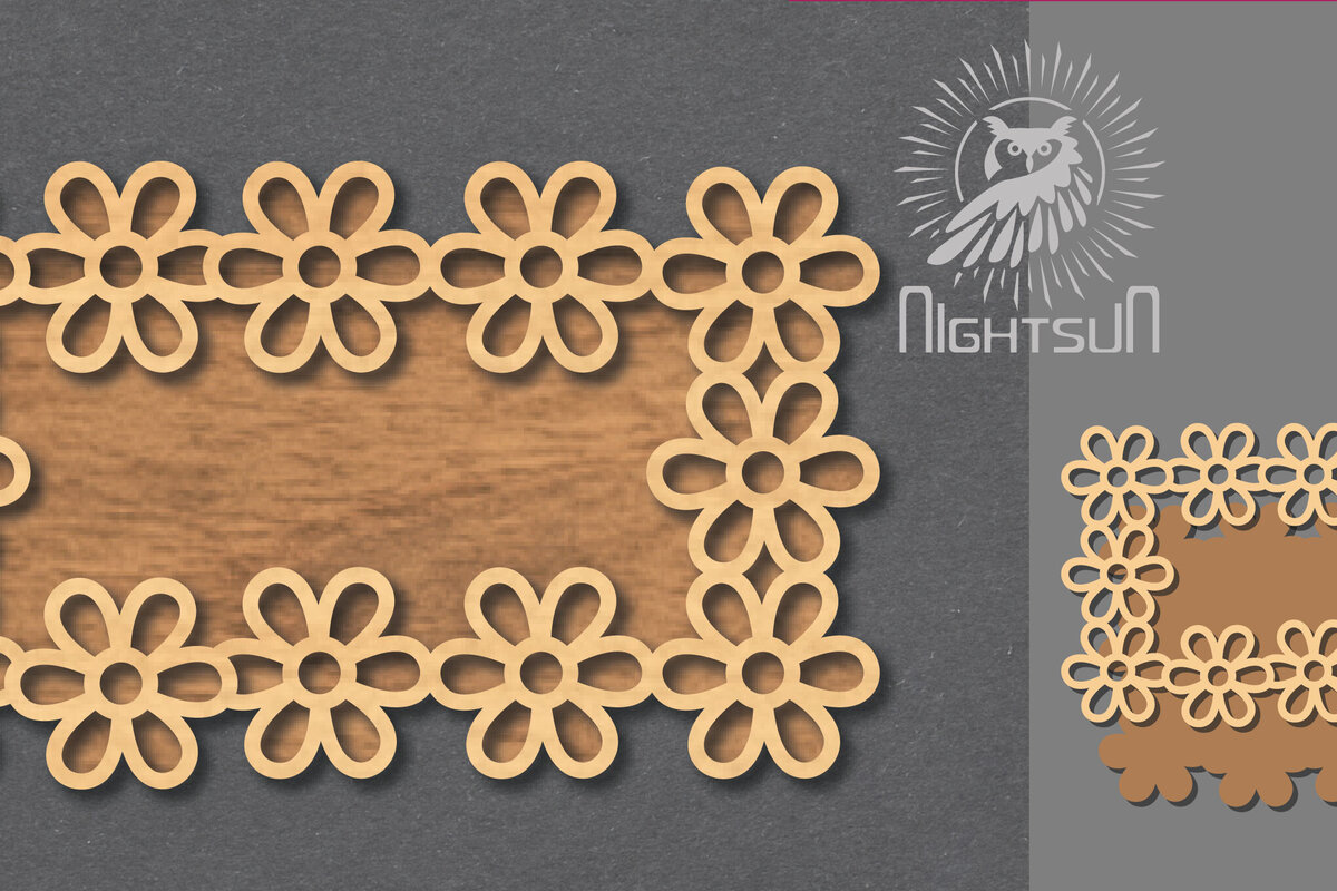 Σετ των 3 Intra απο ξύλο plywood 3mm-4mm πάχος - Σήμα κοπής λέιζερ λουλουδιών 1 Δίασταση 20x20 cm INTRAFABR-119037432