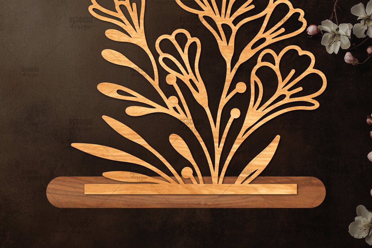 Σετ των 2 Intra απο ξύλο plywood 3mm-4mm πάχος - Βάση κοπής με λέιζερ λουλουδιών, δώρο για την ημέρα της μητέρας Δίασταση 20x20 cm INTRAFABR-114539224