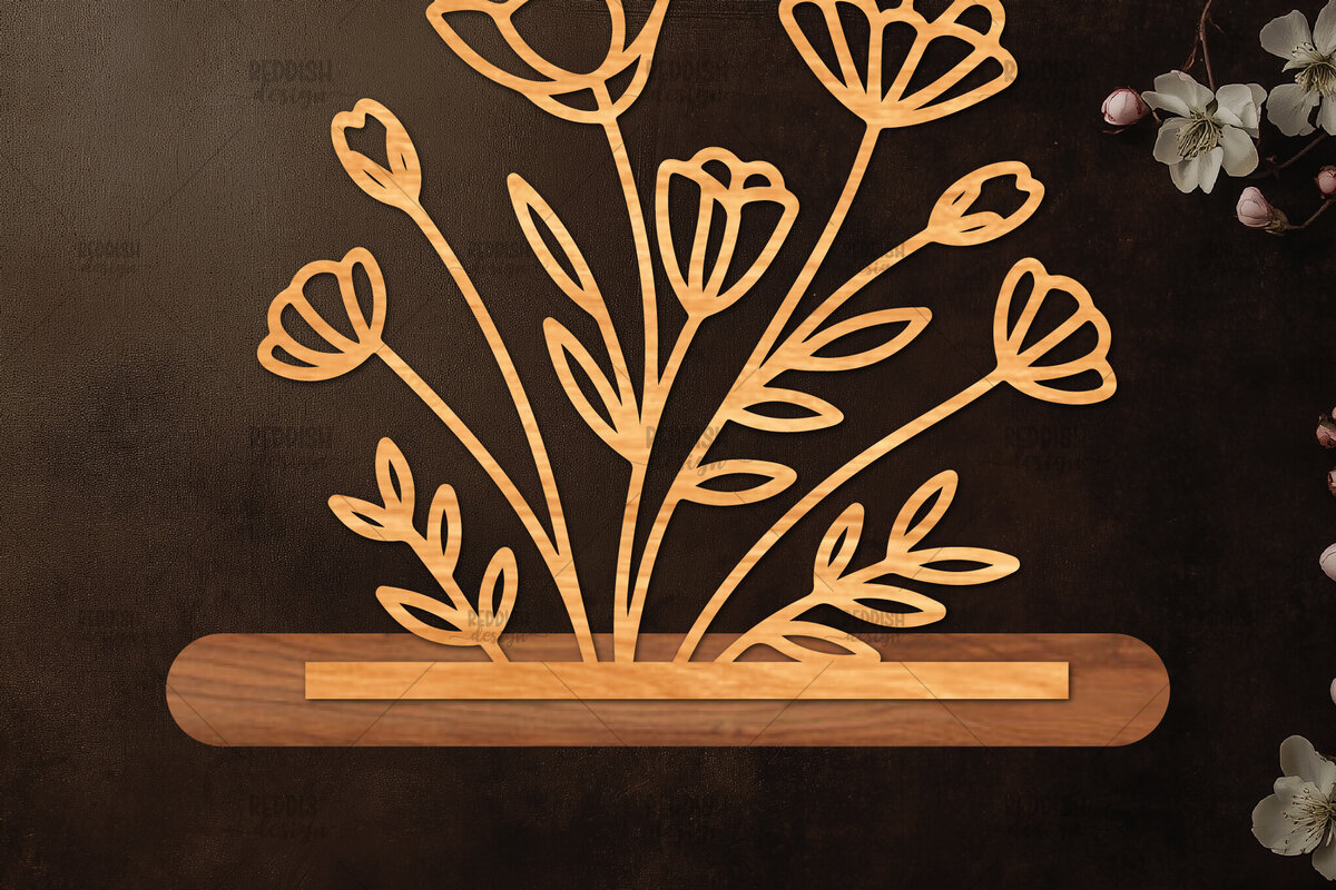 Σετ των 2 Intra απο ξύλο plywood 3mm-4mm πάχος - Βάση κοπής με λέιζερ λουλουδιών, δώρο για την ημέρα της μητέρας Δίασταση 20x20 cm INTRAFABR-114539253