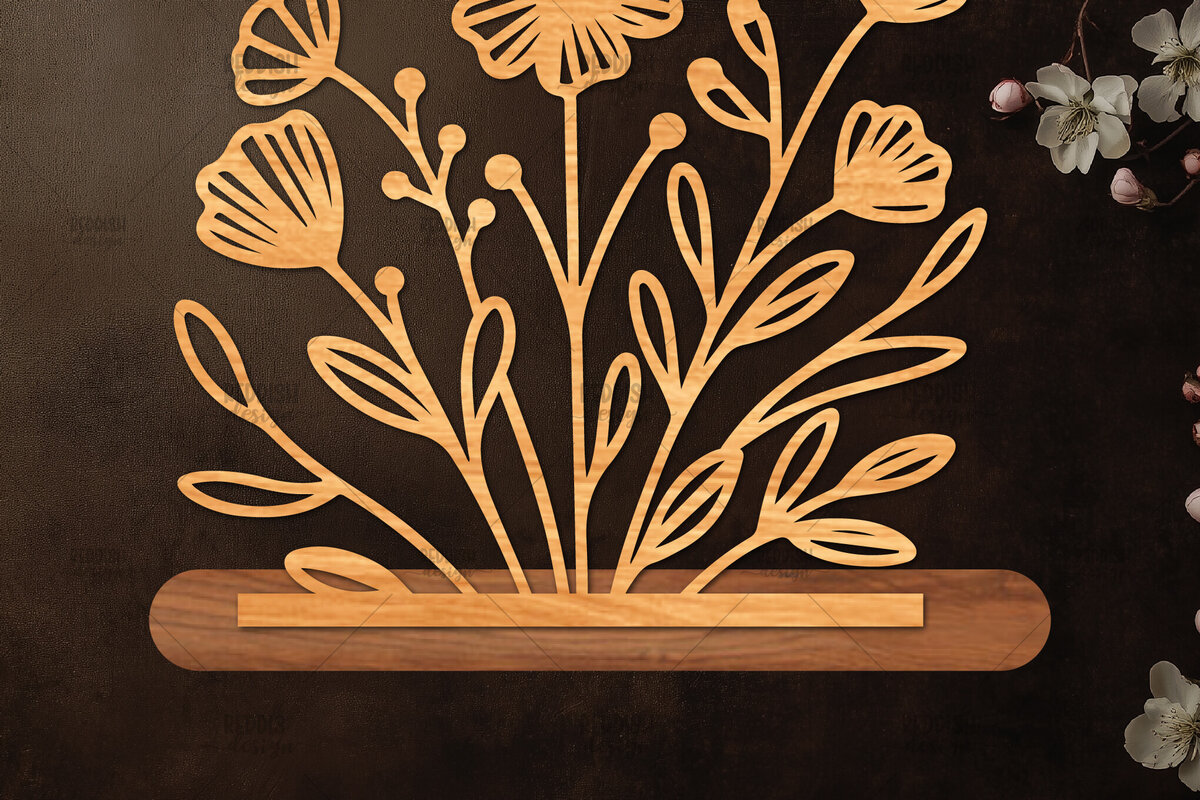 Σετ των 2 Intra απο ξύλο plywood 3mm-4mm πάχος - Βάση κοπής με λέιζερ λουλουδιών, δώρο για την ημέρα της μητέρας Δίασταση 20x20 cm INTRAFABR-114539315