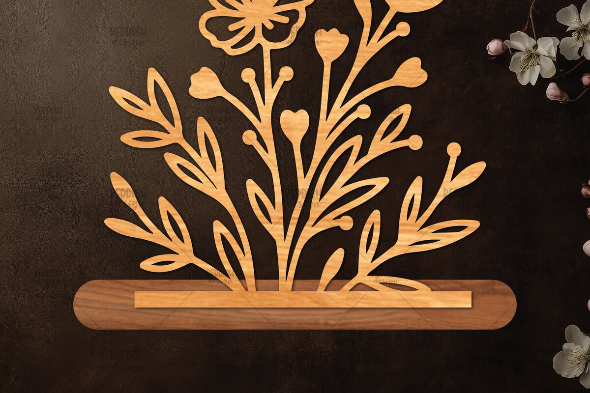 Σετ των 3 Intra απο ξύλο plywood 3mm-4mm πάχος - Βάση κοπής με λέιζερ λουλουδιών, δώρο για την ημέρα της μητέρας Δίασταση 20x20 cm INTRAFABR-114539330