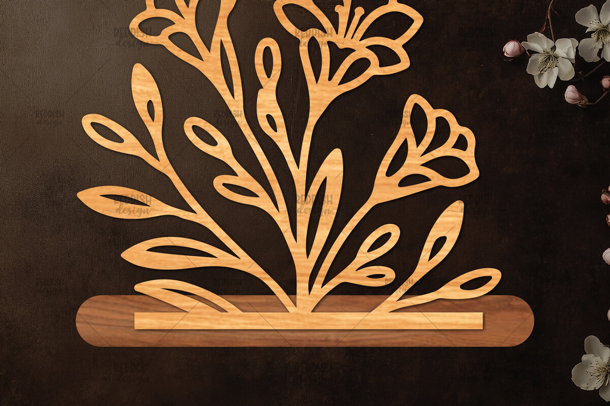 Σετ των 2 Intra απο ξύλο plywood 3mm-4mm πάχος - Βάση κοπής με λέιζερ λουλουδιών, δώρο για την ημέρα της μητέρας Δίασταση 20x20 cm INTRAFABR-114539093