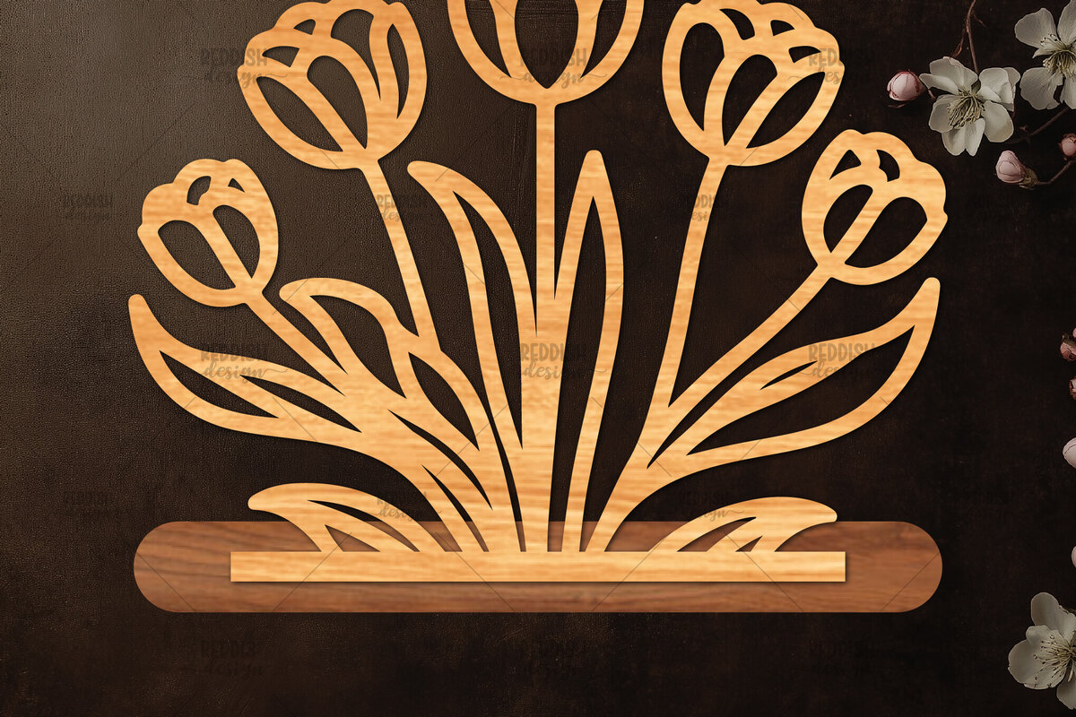 Σετ των 2 Intra απο ξύλο plywood 3mm-4mm πάχος - Βάση κοπής με λέιζερ λουλουδιών, δώρο για την ημέρα της μητέρας Δίασταση 20x20 cm INTRAFABR-114539110