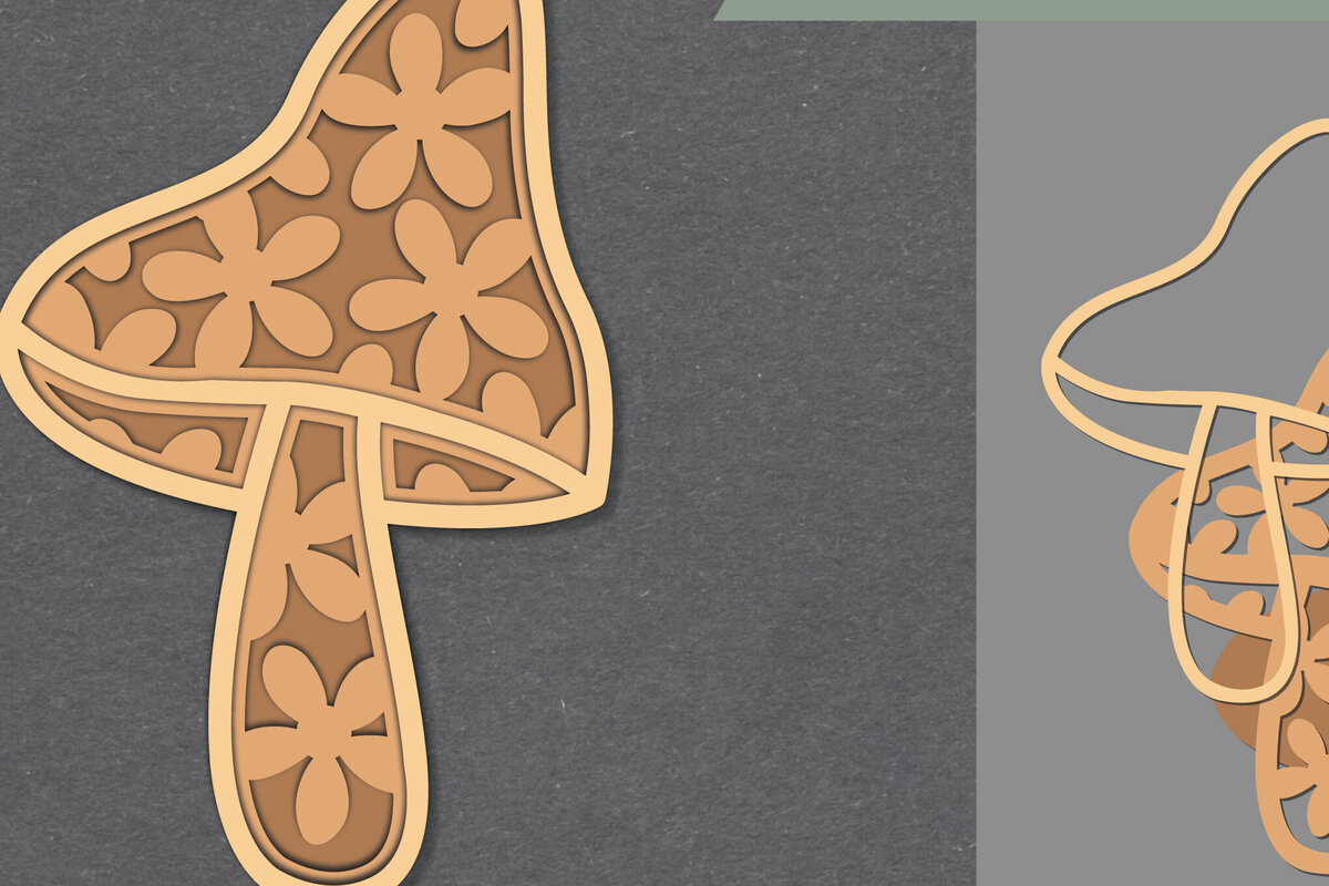 Σετ των 2 Intra απο ξύλο plywood 3mm-4mm πάχος - Λουλούδια Μανιτάρι Διακόσμηση Lasercut  Δίασταση 20x20 cm INTRAFABR-111488697