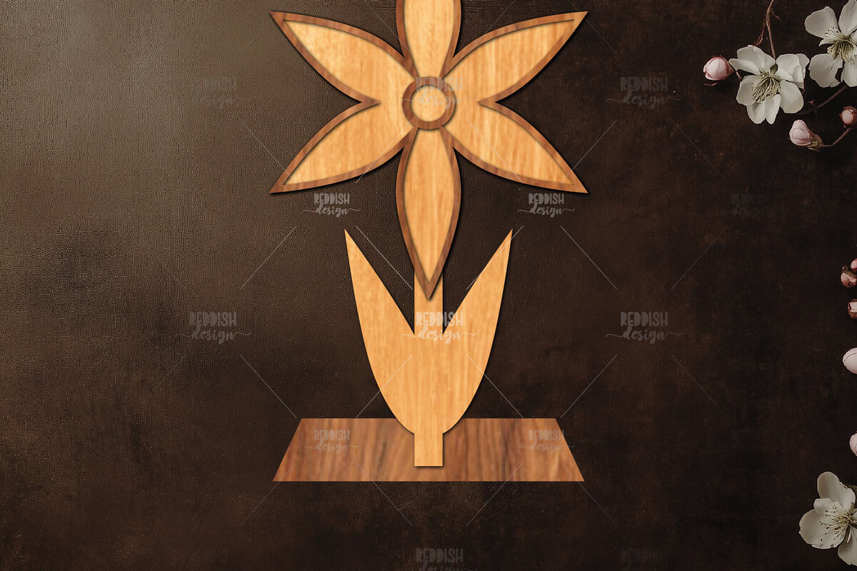 Σετ των 2 Intra απο ξύλο plywood 3mm-4mm πάχος - Flowers Stand Decor Laser Cut SV Δίασταση 20x20 cm INTRAFABR-121886382