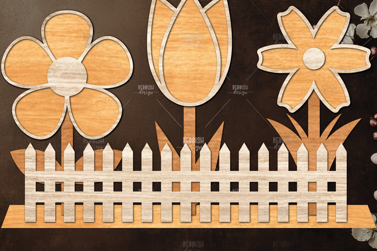 Σετ των 2 Intra απο ξύλο plywood 3mm-4mm πάχος - Διακόσμηση βάσης λουλουδιών με λέιζερ  Δίασταση 20x20 cm INTRAFABR-121977951