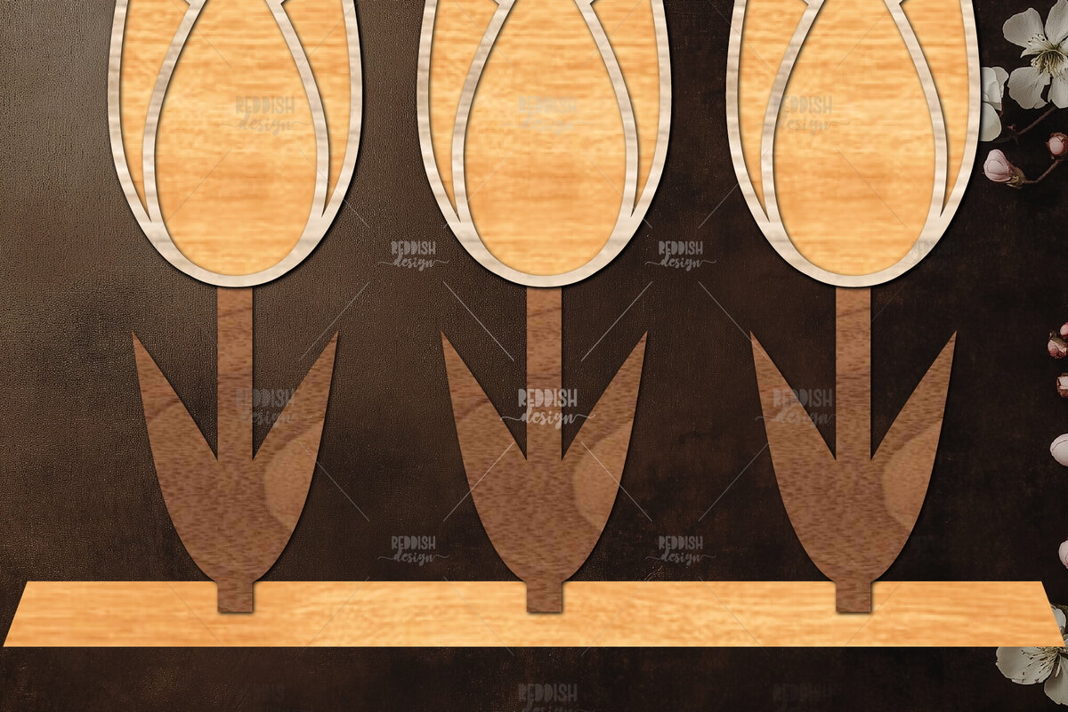 Σετ των 2 Intra απο ξύλο plywood 3mm-4mm πάχος - Διακόσμηση βάσης λουλουδιών με λέιζερ  Δίασταση 20x20 cm INTRAFABR-121977883