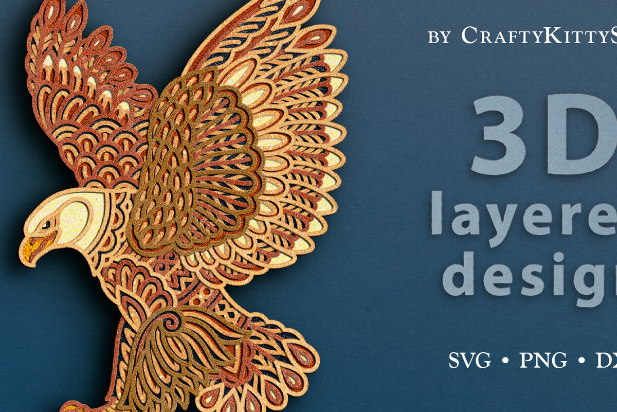 Intra απο ξύλο plywood 3mm-4mm πάχος -  περικοπής  3D Layer Flying Bald Eagle Δίασταση 30x20 cm INTRAFABR-100476202