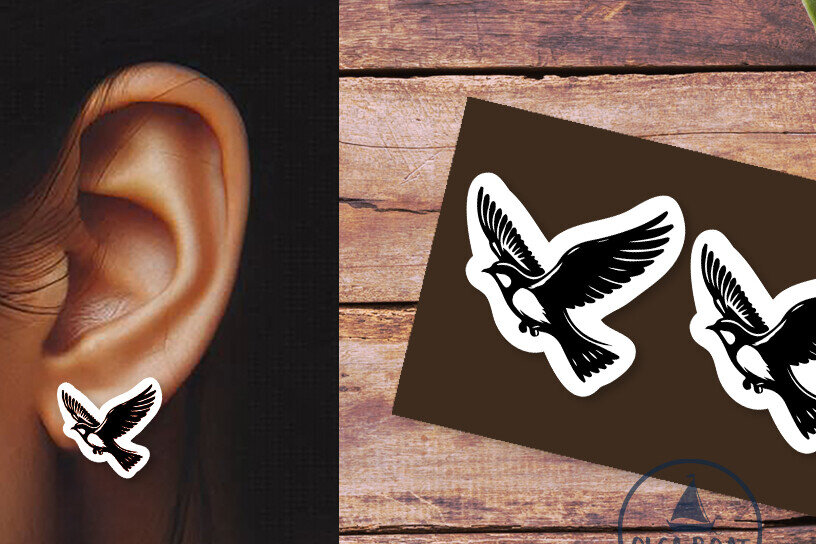 Σετ των 3 Intra απο ξύλο plywood 3mm-4mm πάχος - Flying Bird Earrings  | Καλοκαιρινό λέιζερ Δίασταση 3x3 cm INTRAFABR-120209348