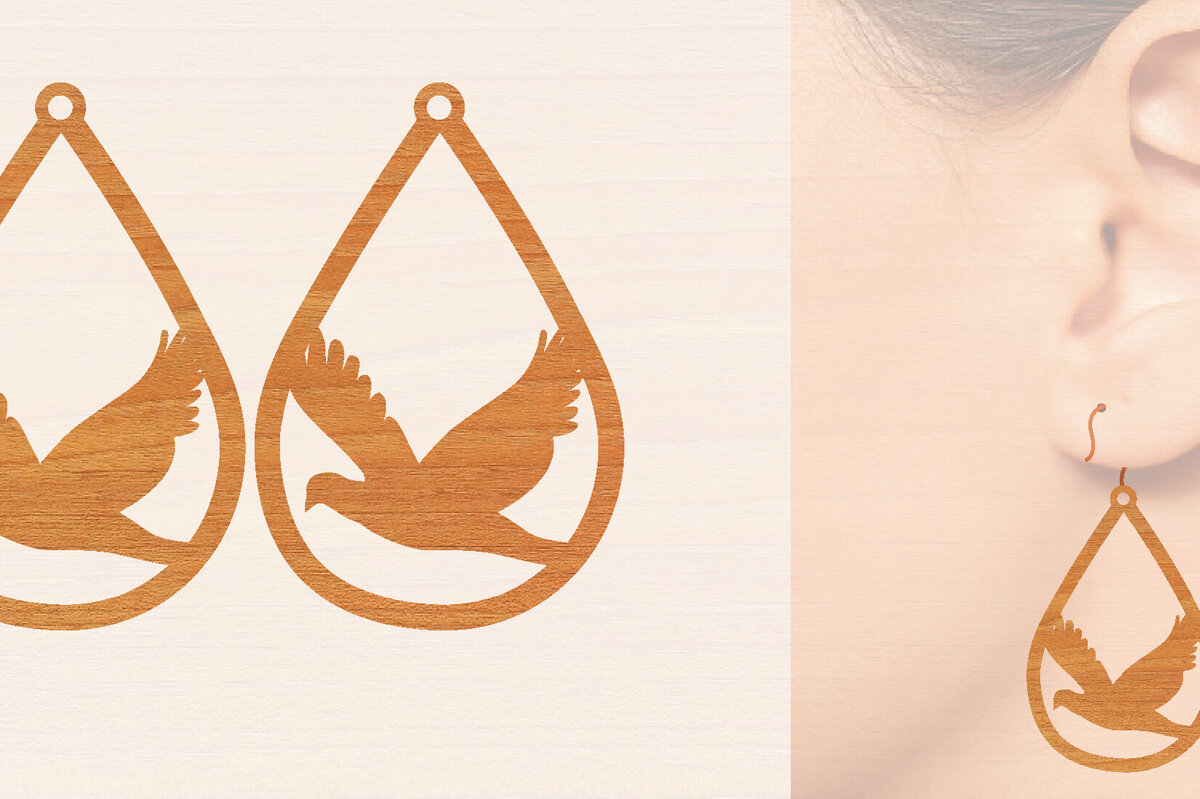 Σετ των 3 Intra απο ξύλο plywood 3mm-4mm πάχος - Ξύλινα σκουλαρίκια Flying Bird Cut Laser  Δίασταση 3x3 cm INTRAFABR-98829462