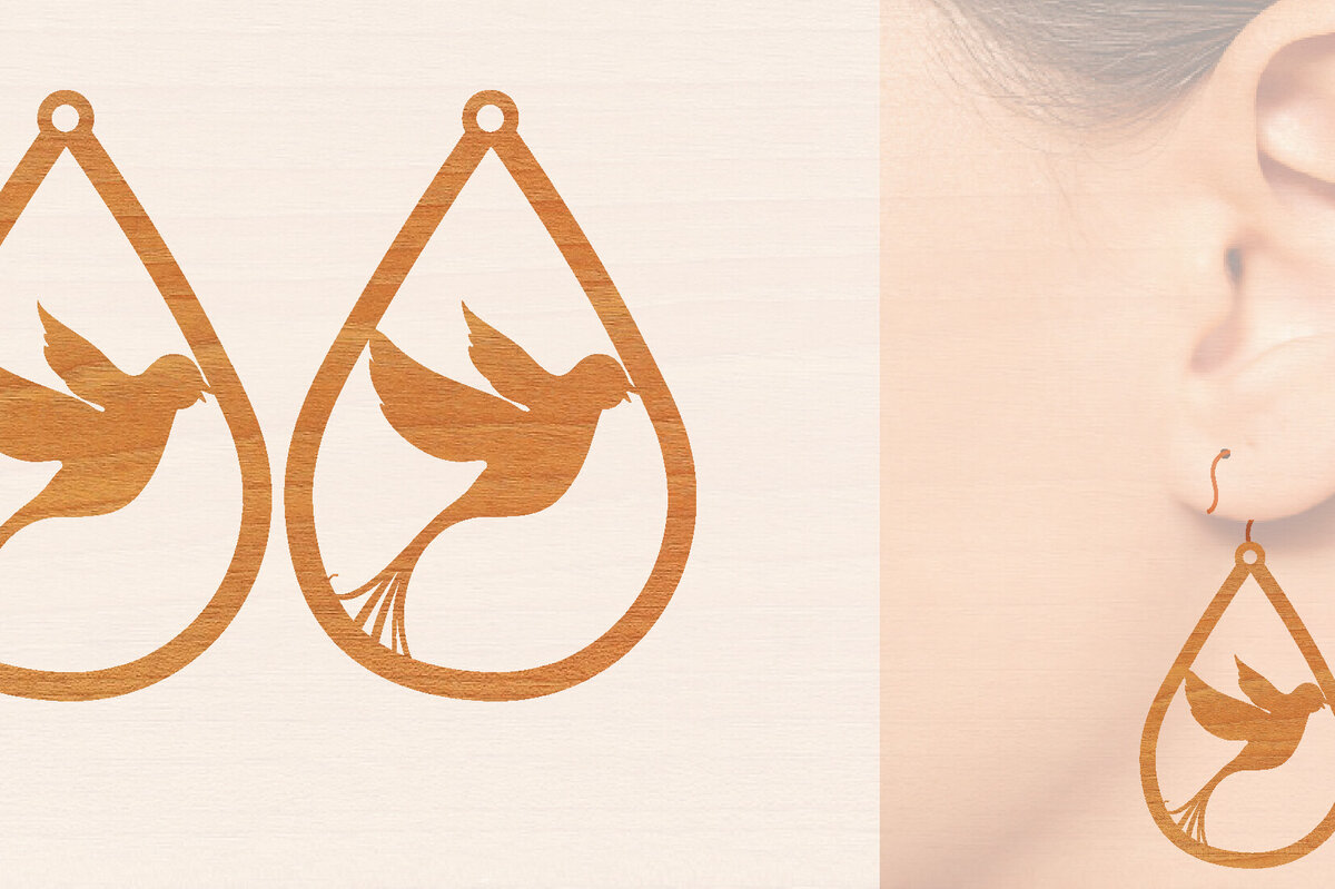 Σετ των 3 Intra απο ξύλο plywood 3mm-4mm πάχος - Ξύλινα σκουλαρίκια Flying Bird Cut Laser  Δίασταση 3x3 cm INTRAFABR-98829499