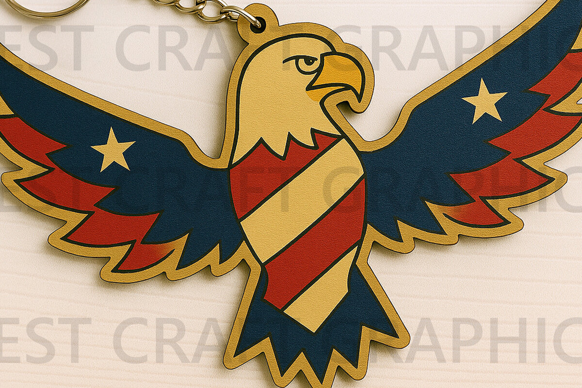 Σετ των 3 Intra απο ξύλο plywood 3mm-4mm πάχος - Μπρελόκ  Badge Flying Eagle Δίασταση 4x4 cm INTRAFABR-122668145