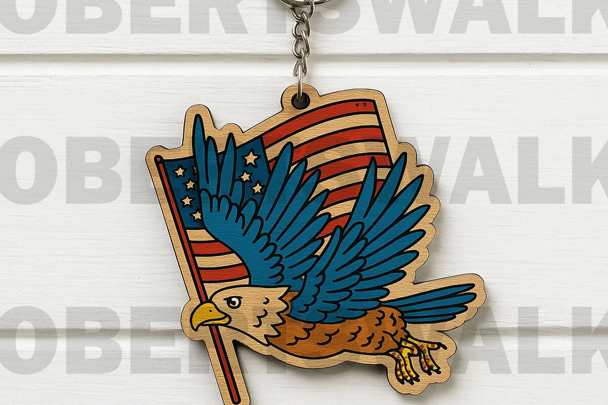 Σετ των 3 Intra απο ξύλο plywood 3mm-4mm πάχος - Μπρελόκ Flying Eagle Cut Laser Δίασταση 4x4 cm INTRAFABR-122398812