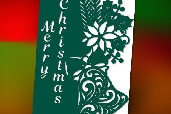 Σετ των 3 Intra απο ξύλο plywood 3mm-4mm πάχος - Διπλώστε το πρότυπο  Χαρούμενα Χριστούγεννας Δίασταση 5x7 cm INTRAFABR-32870999