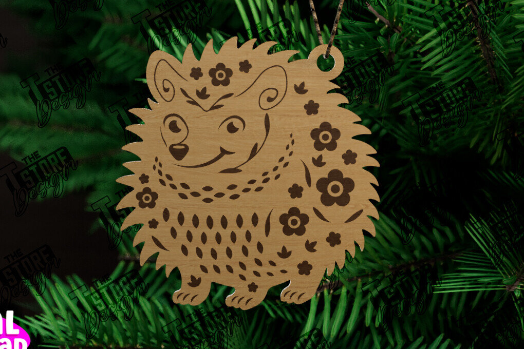 Σετ των 3 Intra απο ξύλο plywood 3mm-4mm πάχος - Λαϊκό στολίδι σκαντζόχοιρου | Ρουστίκ Σχέδιο Δίασταση 6x6 cm INTRAFABR-104745769