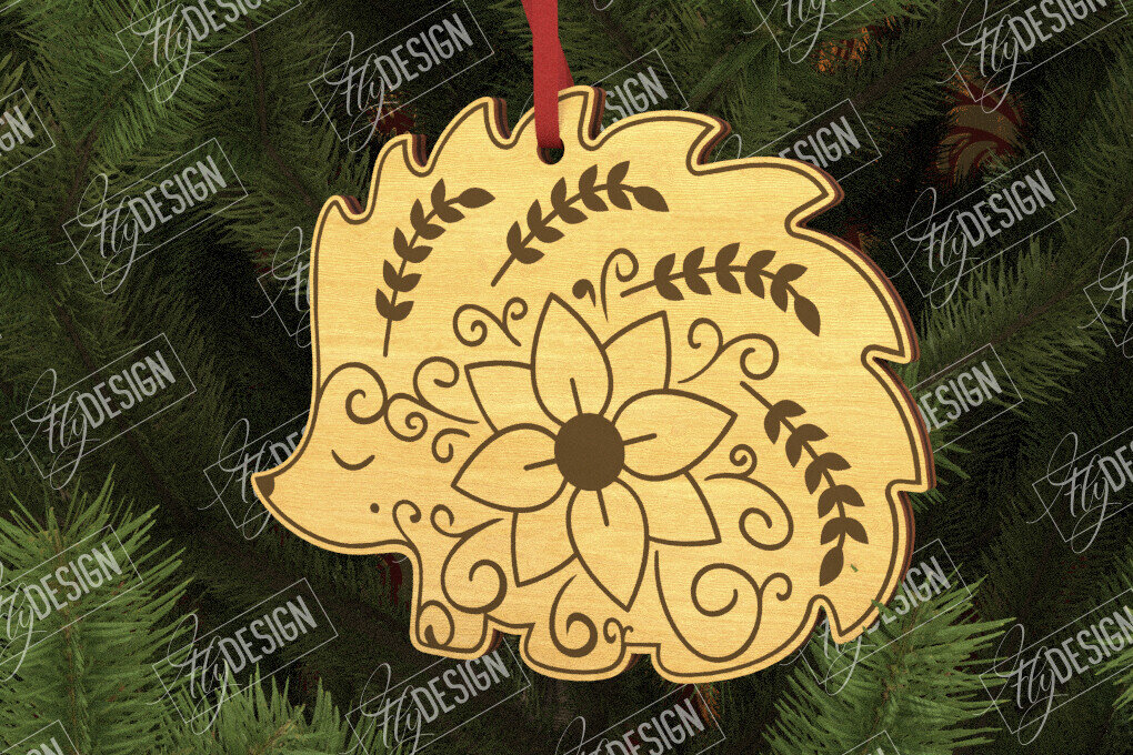 Σετ των 3 Intra απο ξύλο plywood 3mm-4mm πάχος - Λαϊκό στολίδι σκαντζόχοιρου | Ρουστίκ Σχέδιο Δίασταση 6x6 cm INTRAFABR-104010529