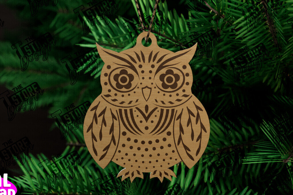 Σετ των 3 Intra απο ξύλο plywood 3mm-4mm πάχος - Λαϊκό στολίδι κουκουβάγιας | Ρουστίκ Σχέδιο | CNC Δίασταση 6x6 cm INTRAFABR-104745660