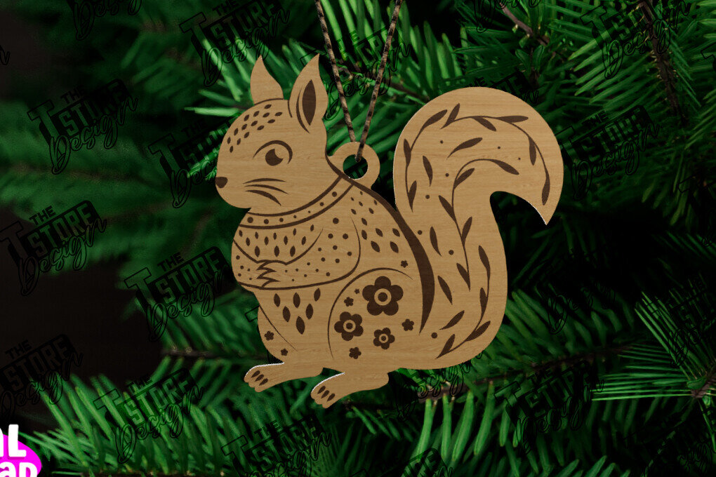 Σετ των 3 Intra απο ξύλο plywood 3mm-4mm πάχος - Λαϊκό Στολίδι Σκίουρου | Ρουστίκ Σχέδιο Δίασταση 6x6 cm INTRAFABR-104745713