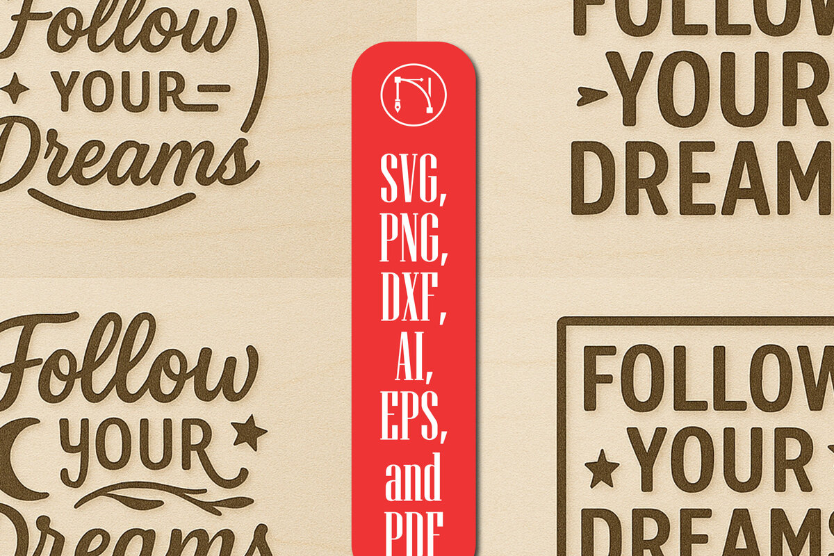 Σετ των 2 Intra απο ξύλο plywood 3mm-4mm πάχος - Follow Your Dreams Laser Cut  Bundle Δίασταση 20x25 cm INTRAFABR-122539670