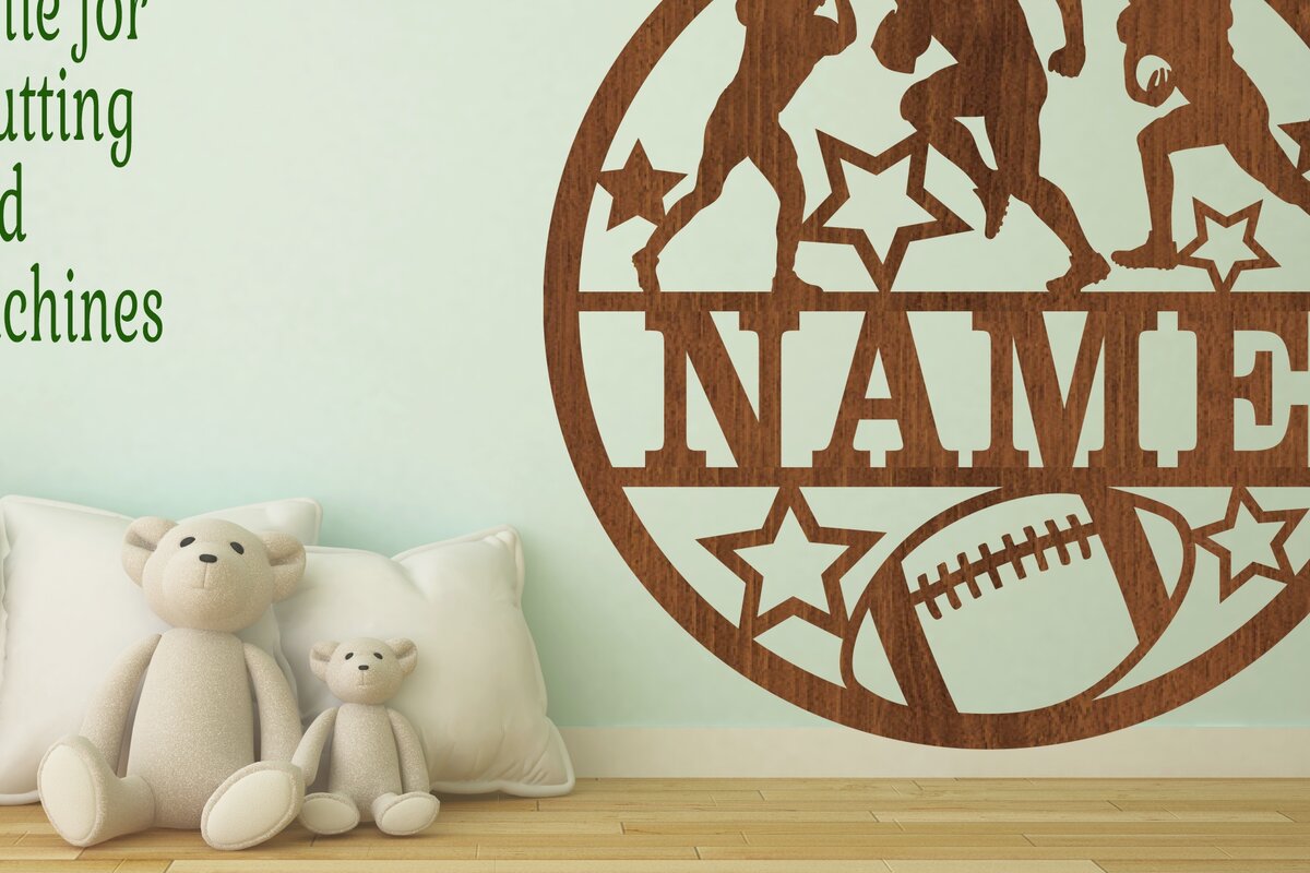 Intra απο ξύλο plywood 3mm-4mm πάχος - Σήμα ονόματος ποδοσφαίρου  Cut File American Δίασταση 30x20 cm INTRAFABR-68287547