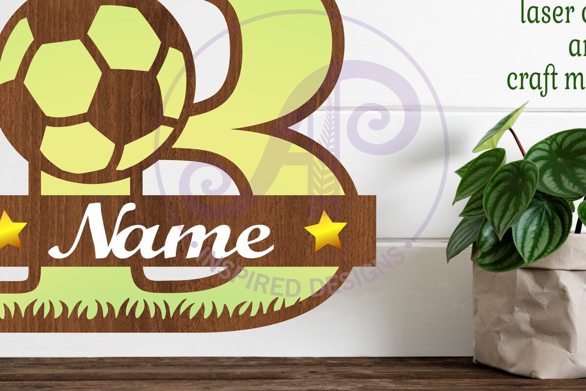 Intra απο ξύλο plywood 3mm-4mm πάχος - Μονόγραμμα ποδοσφαίρου ή ποδοσφαίρου Β γράμμα Δίασταση 30x20 cm INTRAFABR-81961430