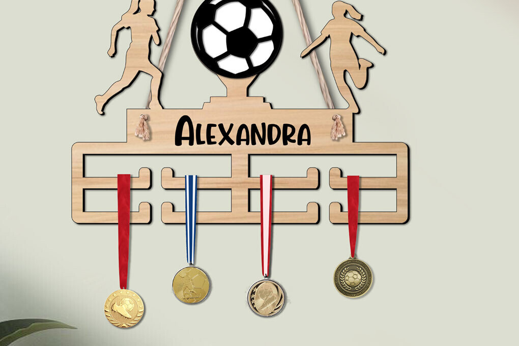 Σετ των 2 Intra απο ξύλο plywood 3mm-4mm πάχος - Ποδοσφαιρικός Γυναικείος Αθλητικός τοίχος Κρεμάστρα Μετάλλων Δίασταση 20x20 cm INTRAFABR-119847774