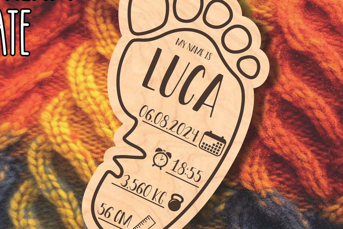 Σετ των 3 Intra απο ξύλο plywood 3mm-4mm πάχος - Πινακίδα γέννησης ,  Δίασταση 6x6 cm INTRAFABR-115979837