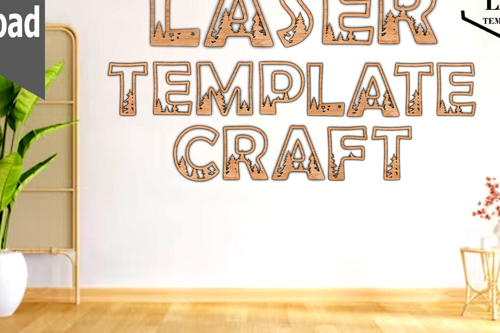 Intra απο ξύλο plywood 3mm-4mm πάχος - Δασική ΑΛΦΑΒΗΤΑ Τέχνη τοίχου Δίασταση 30x20 cm INTRAFABR-92966724