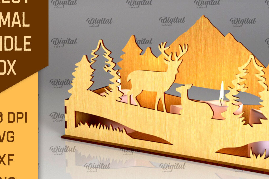 Intra απο ξύλο plywood 3mm-4mm πάχος - Forest Animal Candle Box Laser Cut  Δίασταση 30x20 cm INTRAFABR-94830577