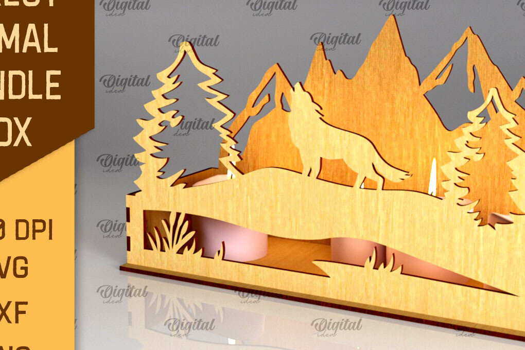 Intra απο ξύλο plywood 3mm-4mm πάχος - Forest Animal Candle Box Laser Cut  Δίασταση 30x20 cm INTRAFABR-94830129