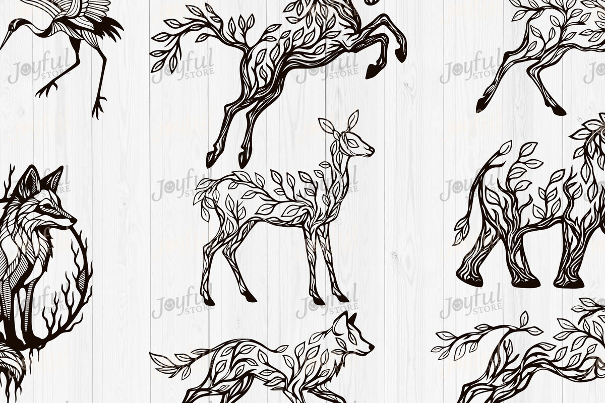 Intra απο ξύλο plywood 3mm-4mm πάχος - Πακέτο Forest Animal Leaf Art  Δίασταση 30x20 cm INTRAFABR-124578135