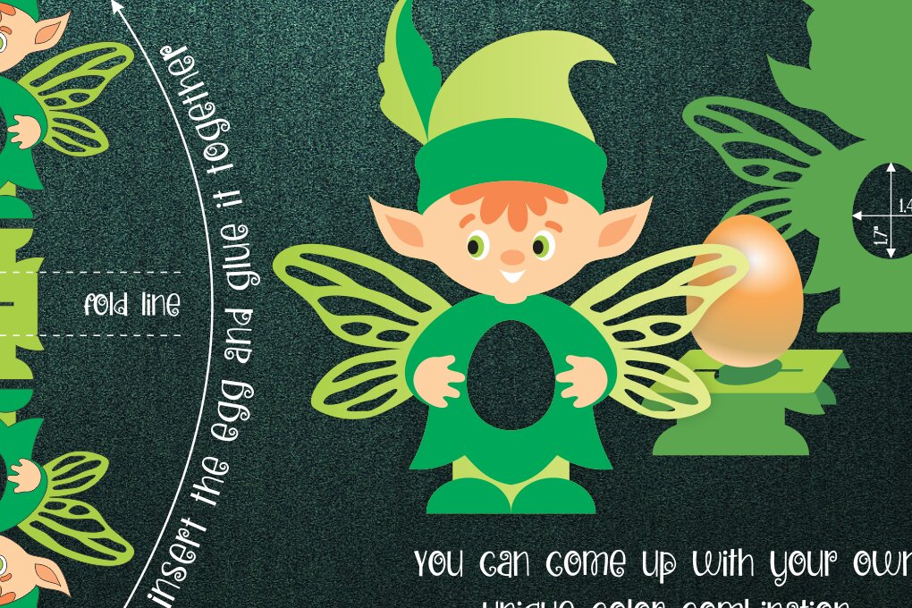 Σετ των 2 Intra απο ξύλο plywood 3mm-4mm πάχος - Πρότυπο θήκης πασχαλινών αυγών δασικών ξωτικών Δίασταση 15x15 cm INTRAFABR-25807581